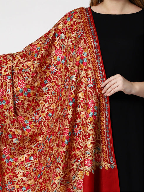 Women's Aari Embroidery Wool Shawl